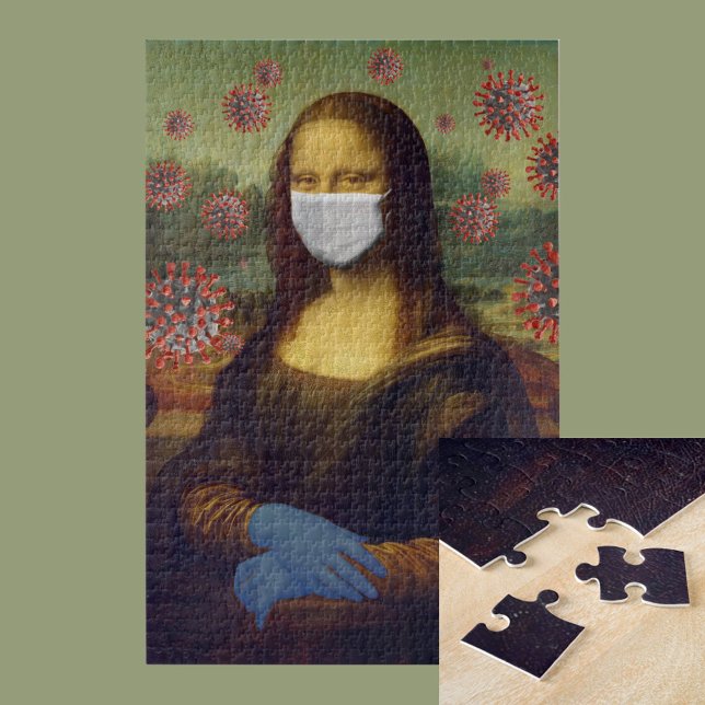 Puzzle Mona Lisa Jouer En Sécurité Autour De Coronavirus, (Mona Lisa Playing Safe Around Coronavirus, ZFBP Jigsaw Puzzle)