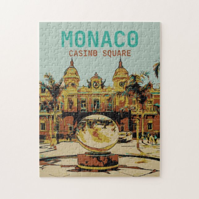 Puzzle Monaco Casino Côte d'Azur illustration France (Vertical)