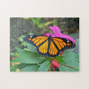 Puzzle Monarque Papillon rose floral photo