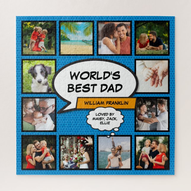 Puzzle Monde meilleur papa amusant Cool Comic Photo Colla (Vertical)