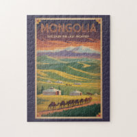 Mongolie Chameaux Yourte Illustration Art de Voyag