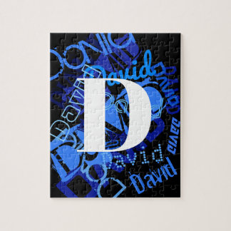 Puzzle Monogramme bleu créatif
