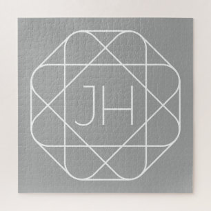 Puzzle Monogramme Cool, Style de Logo Hip Vibe   Gris & B