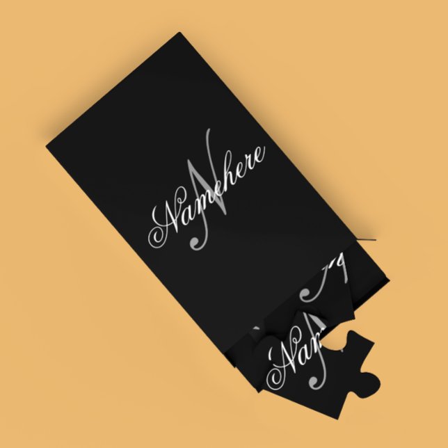 Puzzle Monogramme de nom noir et blanc personnalisé uniqu (Créateur téléchargé)