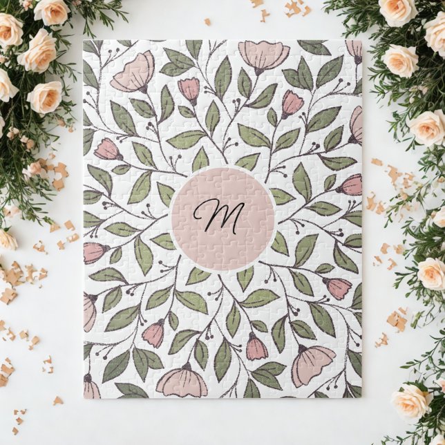Puzzle Monogramme floral sur mesure délicat (A pretty personalized puzzle—the perfect gift!)