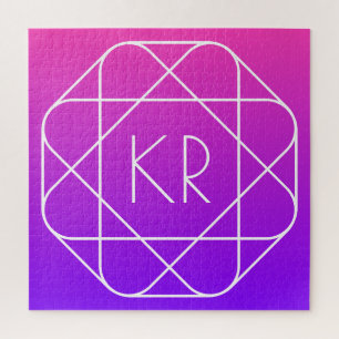 Puzzle Monogramme géométrique cool   Magenta Violet Pourp