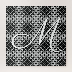 Puzzle Monogramme initial géométrique noir et blanc