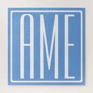 Puzzle Monogramme Initiales 3 Moderne Gras Bleu Clair