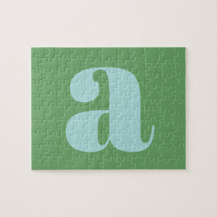 Puzzle Monogramme Moderne Lettre Initiale Bleue et Verte