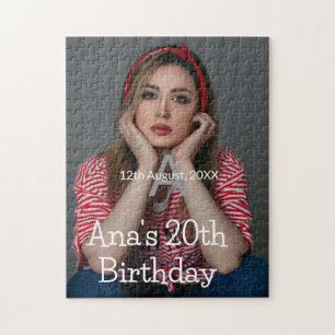 Puzzle Monogramme photo joyeux 20e anniversaire gris blan