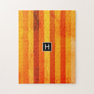 Puzzle Monogramme rayures orange rouge altéré chaud