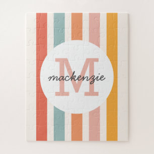 Puzzle Monogramme Retro Grandes Colorées Personnalisées