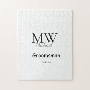 Puzzle monogramme simple personnalisé nom garçon d'honneu