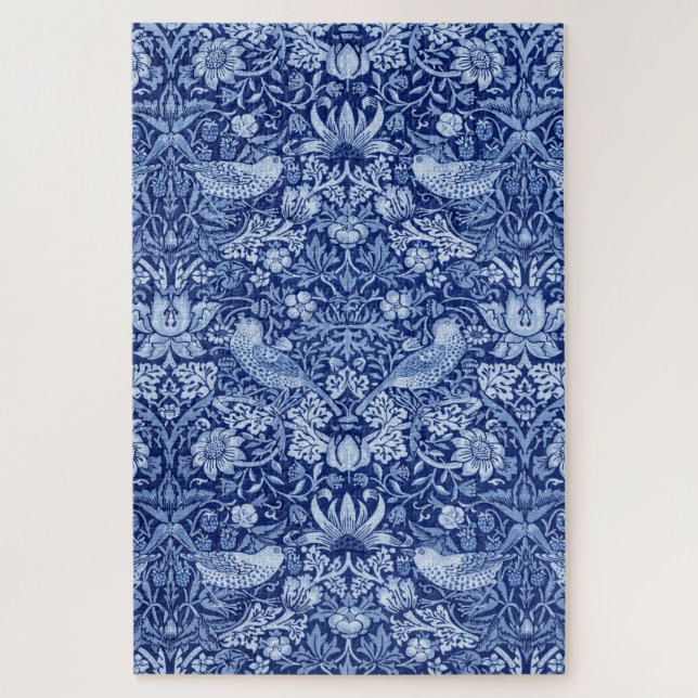 Puzzle Monotone bleu de fraises Thief, William Morris (Vertical)