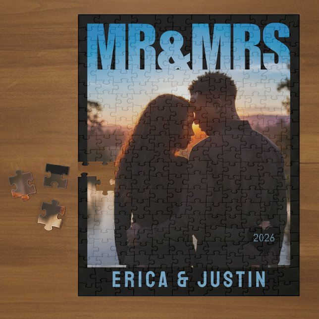 Puzzle Monsieur et Madame Photo Bloc Coeur Anniversaire N (Mr & Mrs Photo Block Heart Anniversary Name Jigsaw Puzzle
)