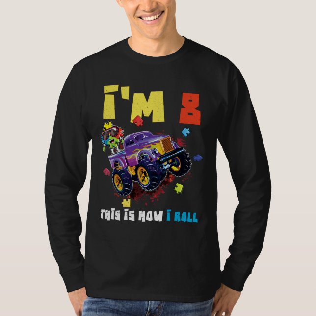 Puzzle Monster Lkw Acht Geboren Autismus Bewusstse T-Shirt (Vorderseite)