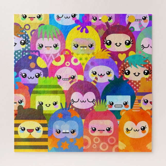 Puzzle Monstres Kawaii super colorés (Vertical)