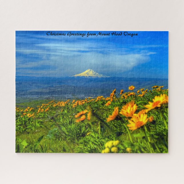 Puzzle Mont Hood Oregon.voeux de Noël (Horizontal)