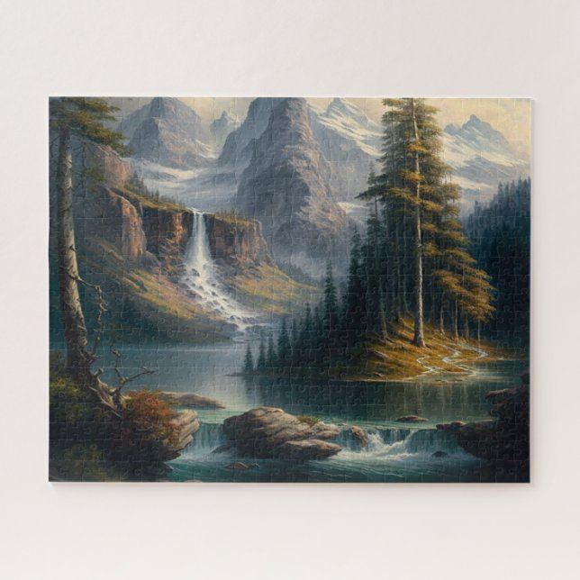 Puzzle Montagne, Cascade, Lac, Pittoresque (Horizontal)