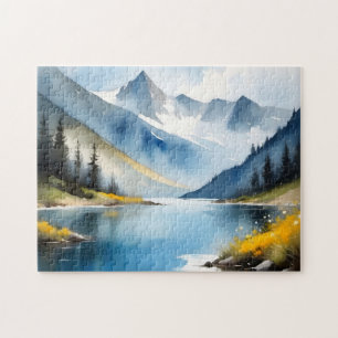 Puzzle Montagnes enneigées et lac
