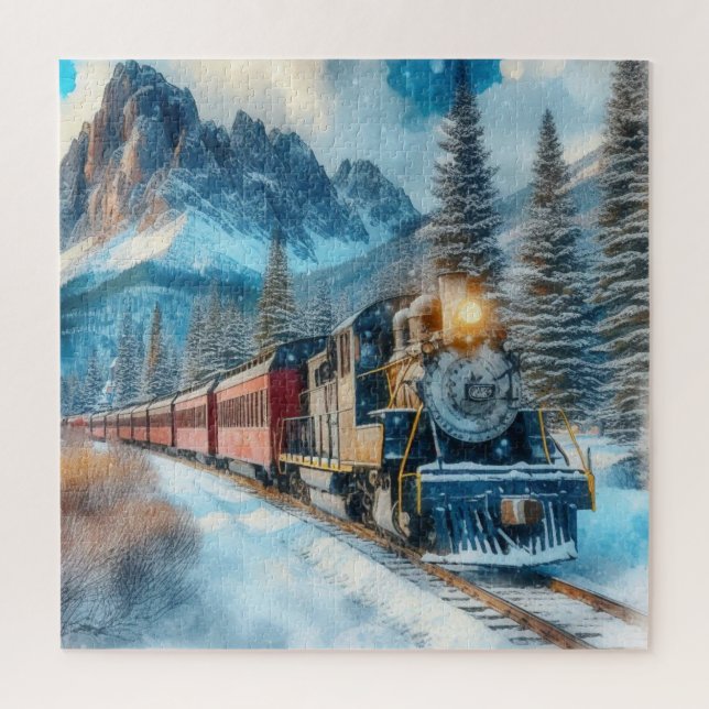 Puzzle Montagnes et train Vintage (Vertical)