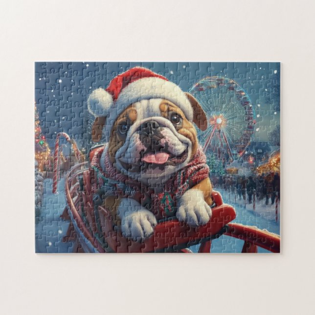 Puzzle Montagnes Russes Bulldog Noël (Horizontal)