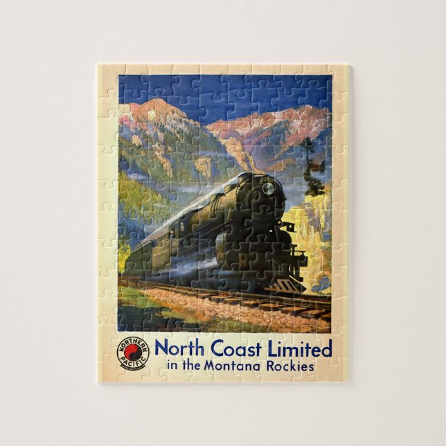 Puzzle Montana Rockies Poster Train à vapeur Moteur ferro (Vertical)