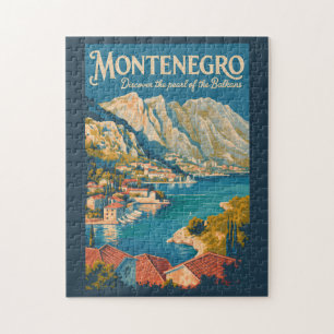 Puzzle Monténégro Balkans Illustration Voyage Art Rétro