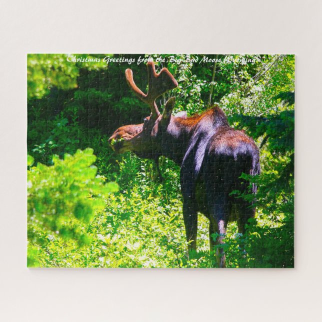 Puzzle Moose à Grand Tetons. voeux de Noël (Horizontal)