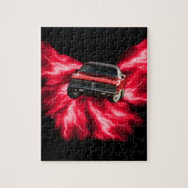 Puzzle Mopar : 'Chargeur 69 sur la foudre rouge (Vertical)