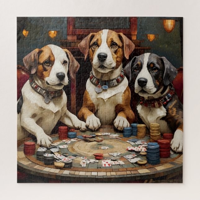 Puzzle Mosaic Dog jouer au poker (Vertical)