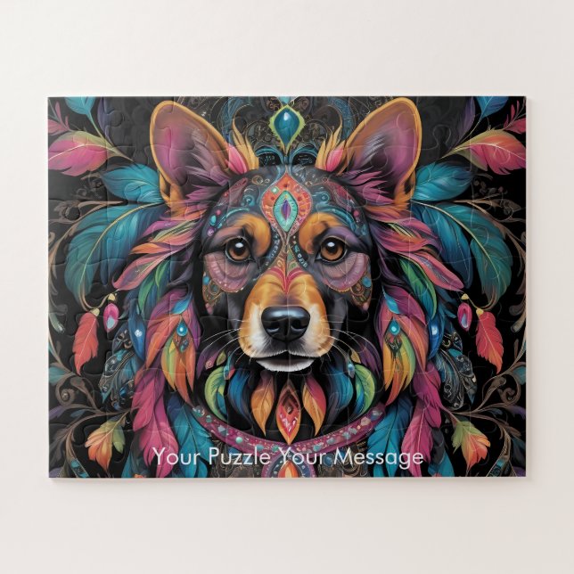 Puzzle Mosaïque bohème Majesté le chien peint (Horizontal)