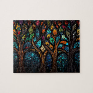 Puzzle Mosaïque colorée verre tendu Arbre design effet