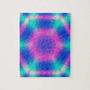 Puzzle Mosaïque d'hexagone rose sur dégradé bleu