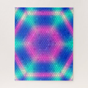 Puzzle Mosaïque d'hexagone rose sur dégradé bleu