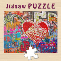 Mosaïque du coeur rouge Graffiti Street Art Photo 