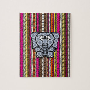 Puzzle Mosaïque géniale de cercle d'éléphant avec des
