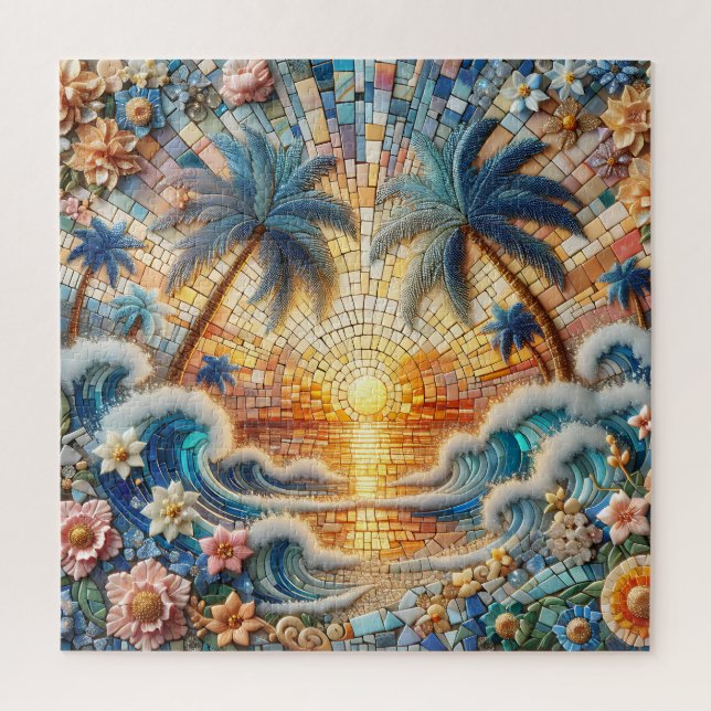 Puzzle Mosaïque magique Coucher de soleil tropical (Vertical)