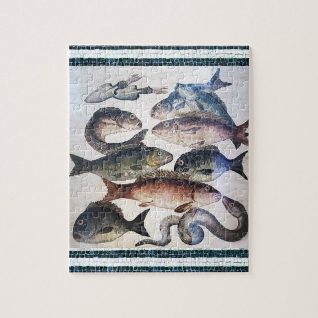 PUZZLE MOSAÏQUES ROMAINES ANTIQUES, POISSONS, ESPACE DE V (Vertical)