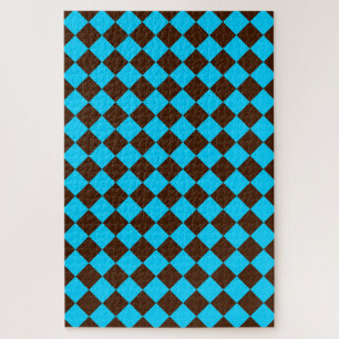 Puzzle Motif à carreaux diamant bleu marron
