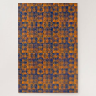 Puzzle Motif Abstrait à Carreaux Orange Violet