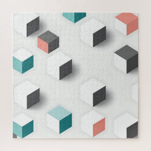 Puzzle Motif Abstrait Géométrique Cubes 3D Isométriques