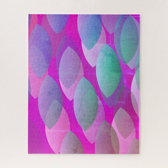 Puzzle Motif Abstrait moderne | Magenta Purple Rose Turqu (Vertical)