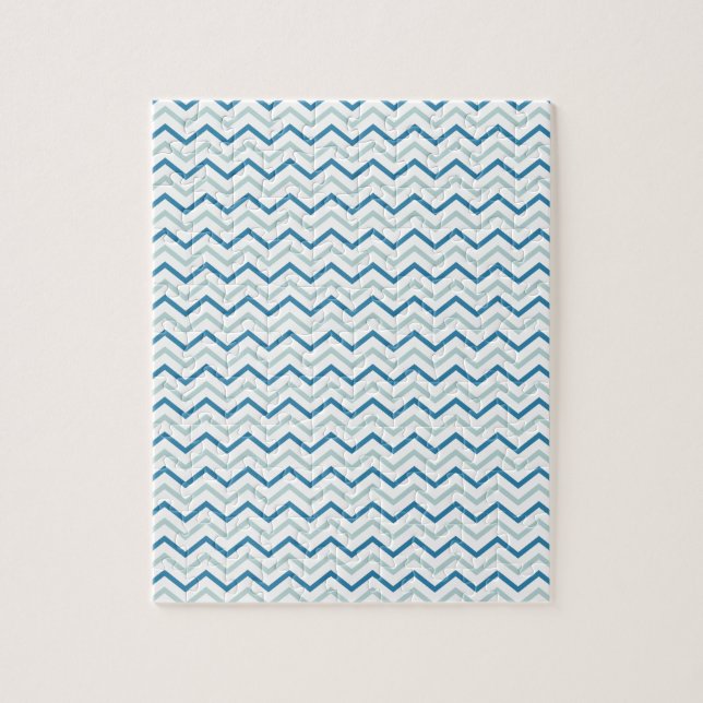 Puzzle Motif Aqua Blue Chevron (Vertical)
