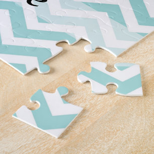 Puzzle Motif Aqua chevron