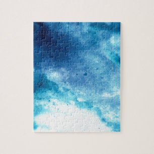 Puzzle Motif bleu d'aquarelle d'éclaboussure de tache