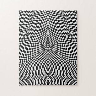 Puzzle Motif checkered noir et blanc abstrait