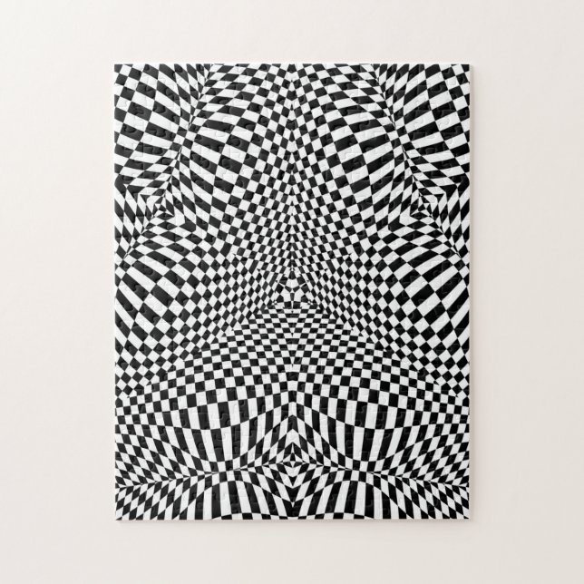 Puzzle Motif checkered noir et blanc abstrait (Vertical)