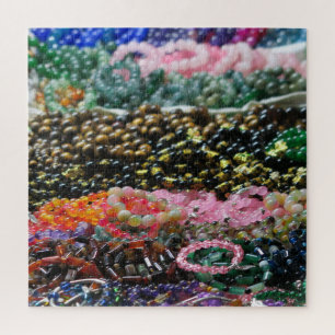 Puzzle motif coloré, fait de tissus,