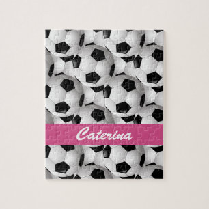 Puzzle Motif de balle de football personnalisé rose